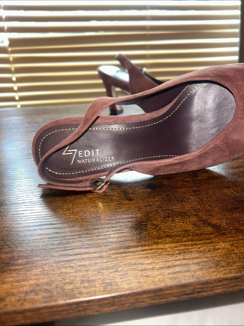 Neutralizer Pointed Toe Slingback Heels in Brown Suede - Picture 3 of 8
